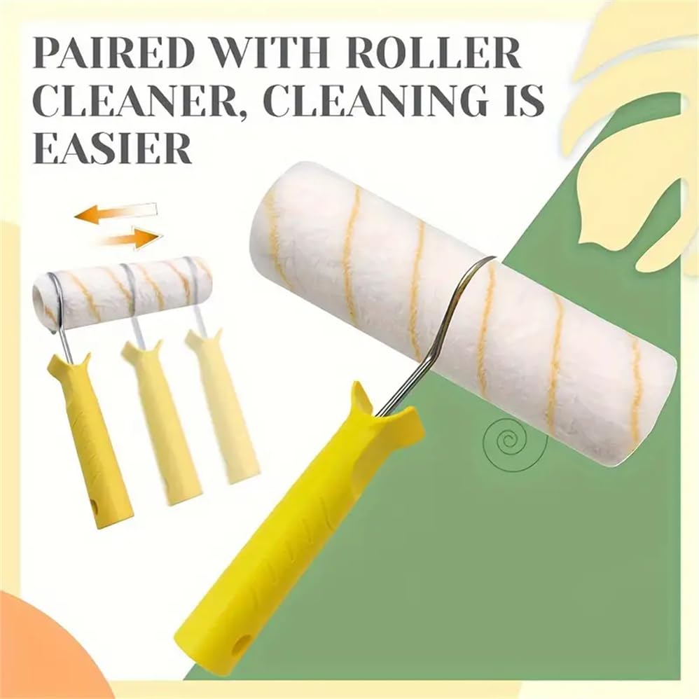 12-Piece Paint Roller Set with Extension Pole, Microfiber Roller Covers, Paint Tray, Metal-Plastic Construction, Roller Frames, Home Painting Supplies for Walls, Ceilings, Doors, and Trim