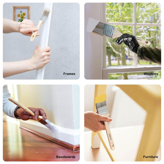 Magimate Wood Stain Brush Angled Sash Paint Brush Wall Trim Furniture Painting House Touch-ups Assorted Lacquer Brushes 1 inch 1.5inch 2inch 2.5inch Flat Slanted Brushes Variety Pack of 5